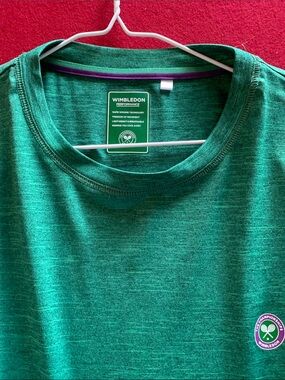 Wimbledon Green Heather Performance Tee with Purple Accent